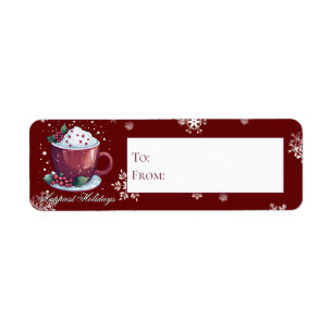 Étiquette Coupe de Noël de chocolat chaud Cadeau rouge