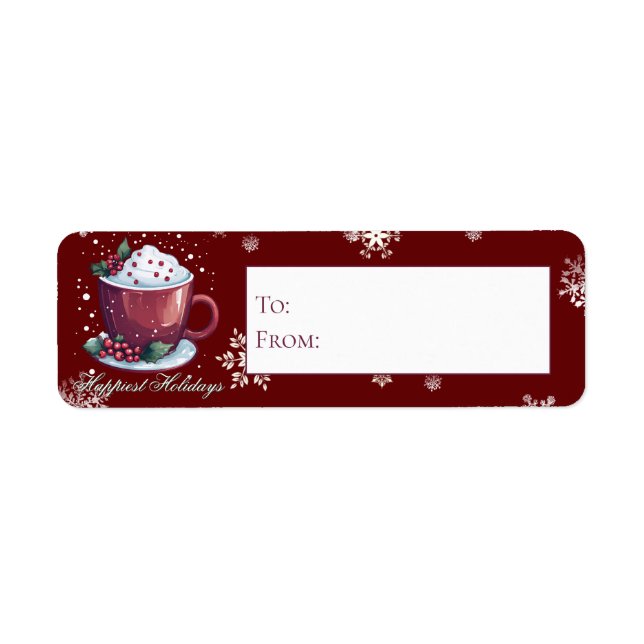 Étiquette Coupe de Noël de chocolat chaud | Cadeau rouge (Devant)