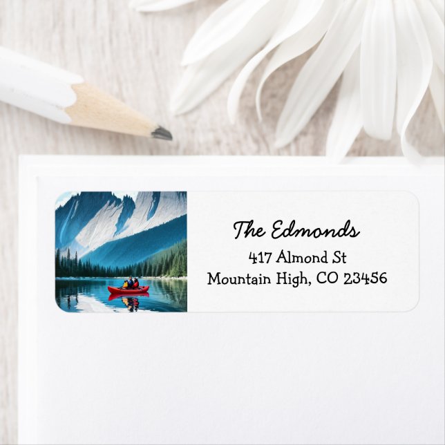 Étiquette Couple Kayak dans les montagnes (En situation)