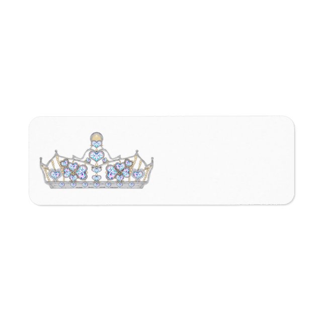 Étiquette couronne d'argent diamants de coeur mode brillante (Devant)