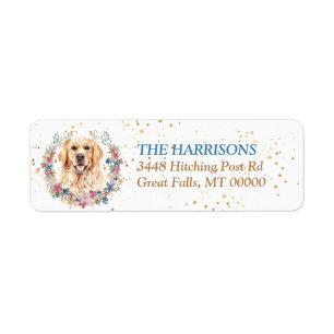 Étiquette Couronne de fleurs de printemps de chien Retriever