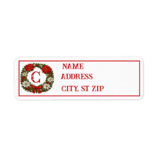 Étiquette Couronne de Noël traditionnelle avec monogramme de
