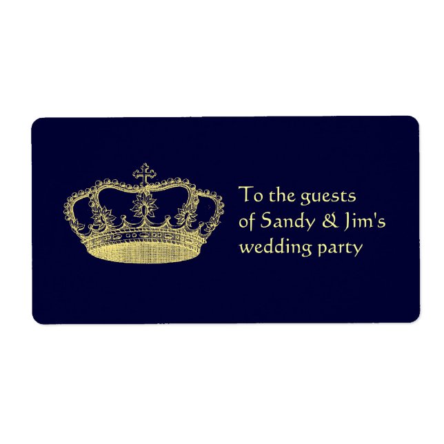 Étiquette Couronne d'or avec votre texte (Devant)