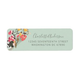 Étiquette Couronne florale d'automne sur Sage Green Adresse 