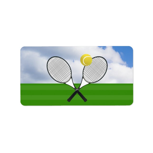 Étiquette court de tennis et RACKETS DE TENNIS (Devant)
