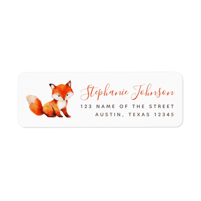 Étiquette Couteau Fox Red Handwriting Woodland Adresse de re (Devant)