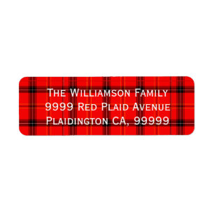 Étiquette Coutume rustique de tartan de plaid rouge et noir