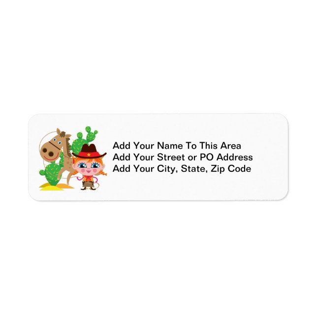 Étiquette Cow-girl et cheval (Devant)