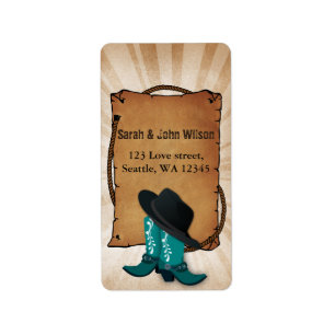 Étiquette cowboy boots western theme address label