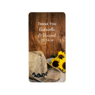 Étiquette Cowboy Casquette Sunflowers Grange bois Mariage Me