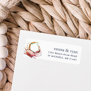 Étiquette Crabe rouge Adresse de retour nautique