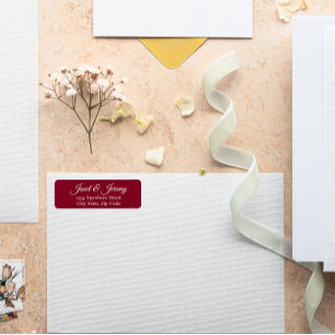 Étiquette Cranberry Red Stylisé Nom Mariage Adresse de retou