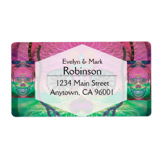 Étiquette Crâne à sucre avec arrière - plan de couleur arc-e