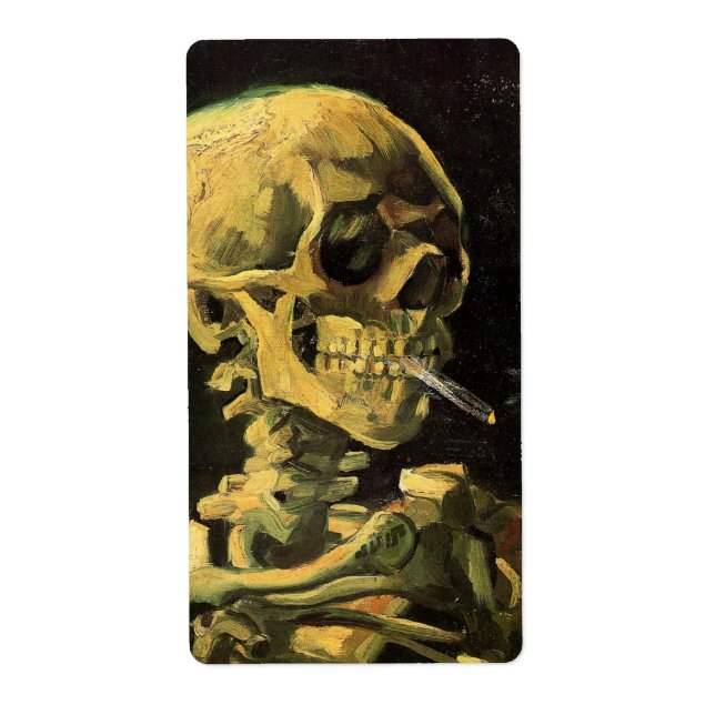 Étiquette Crâne avec cigarette brûlante par Vincent van Gogh (Devant)
