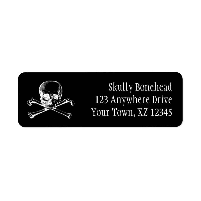 Étiquette Crâne vintage et os croisés (Devant)