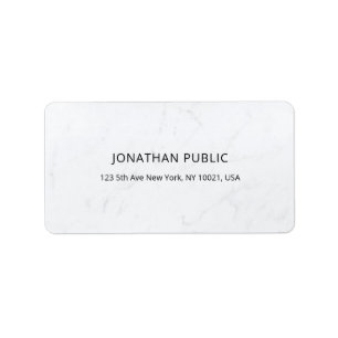 Étiquette Creative Minimal Moderne Marbre blanc Plain Adress