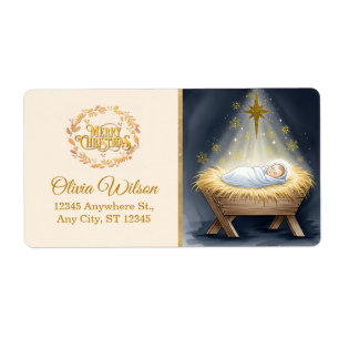 Étiquette Crèche "Joyeux Noël"