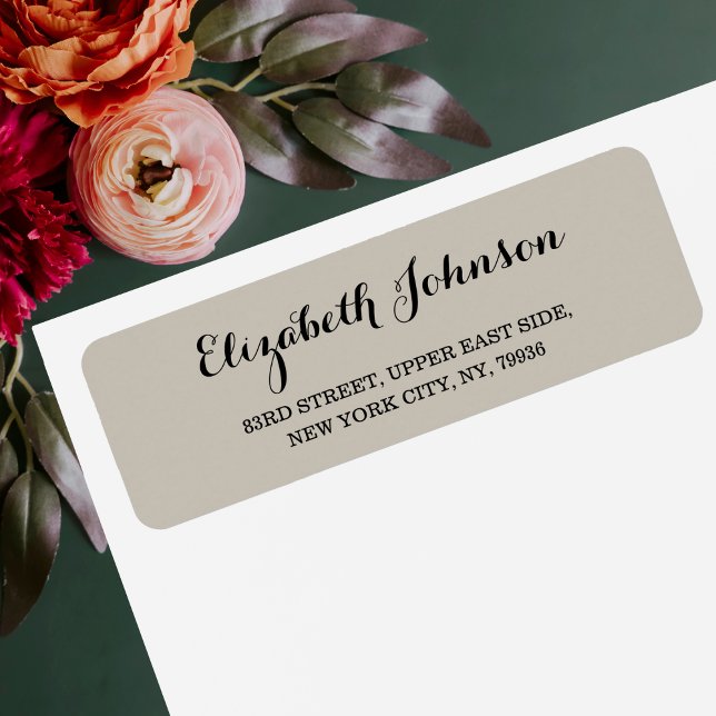 Étiquette Créer une adresse de retour élégante moderne perso (Create Custom Modern Elegant Taupe Return Address Label)