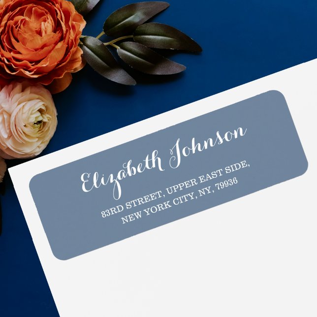 Étiquette Créer une adresse de retour personnalisée et éléga (Create Custom Elegant Dusty Blue Return Address Label)
