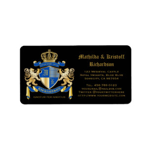 Étiquette Créez votre propre manteau d'emblème bleu de lio