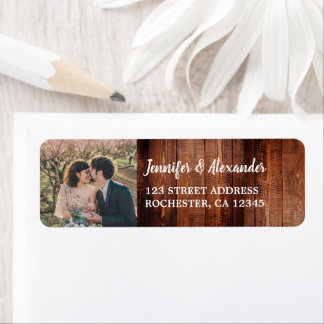Étiquette Créez votre propre photo de mariage en bois rustiq