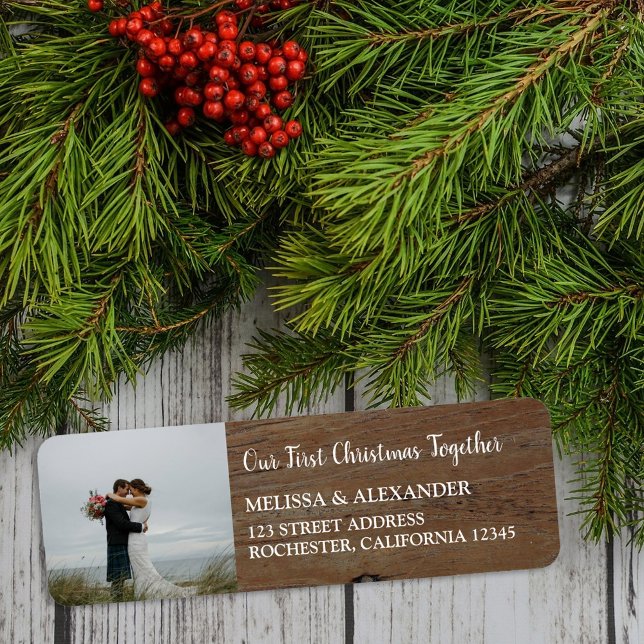 Étiquette Créez votre propre première photo Noël Ensemble (Create your own first Christmas Together photo Label.)