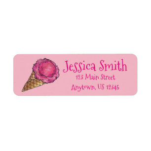 Étiquette Crème de glace Parti social rose Scoop Waffle Cone