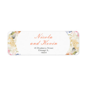 Étiquette Crème et Orange Vintage Floral Mariage