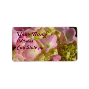 Étiquette Crème rose Hydrangeas jaune rose vert floral