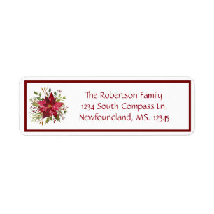 Étiquette Crimson Poinsettia boîte rouge