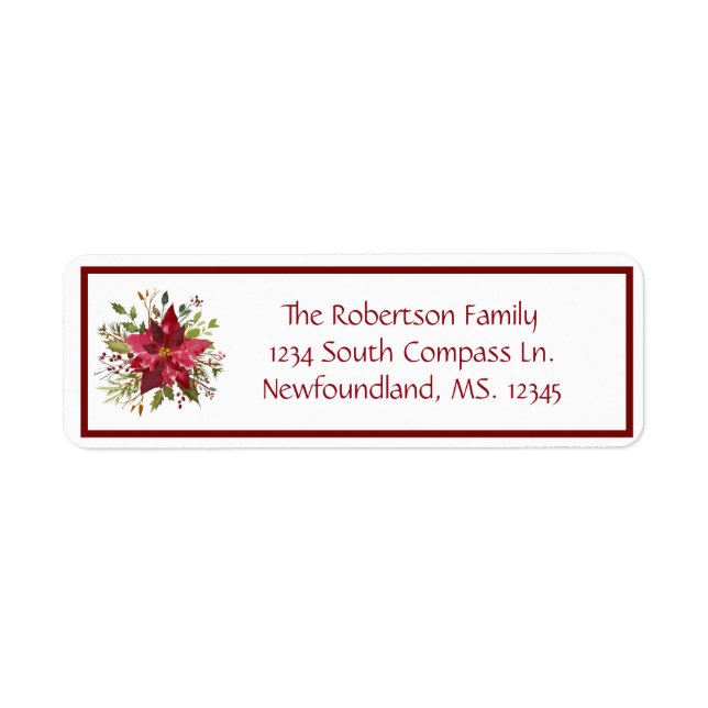 Étiquette Crimson Poinsettia boîte rouge (Devant)