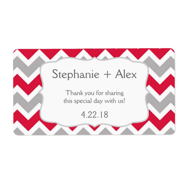 Étiquette Cristson Gris Chevron Bouteille d'eau - customisez (Devant)