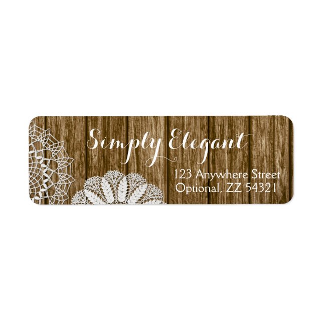 Étiquette Crochet Doiliers & Rustic Wood Craft Adresse de re (Devant)