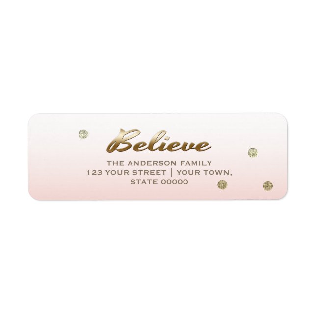 Étiquette Croire Plush rose Noël Retourner l'adresse Étiquet (Devant)