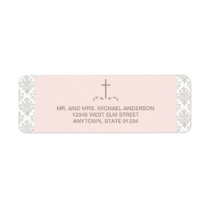 Étiquette Croix Bleue avec motif Damas