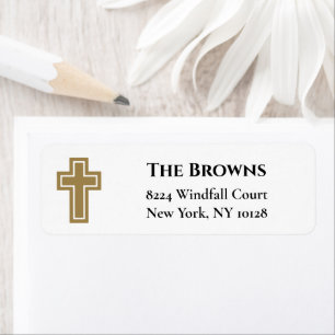 Étiquette Croix chrétienne   Or