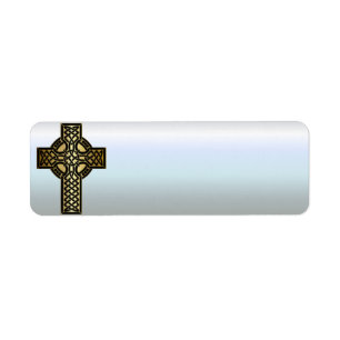 Étiquette Croix de noeud celtique en or et noir