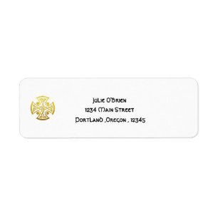 Étiquette Croix en noeud de faux or de mariage celtique