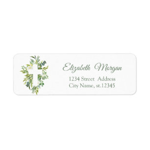 Étiquette Croix florale Feuilles première sainte communion