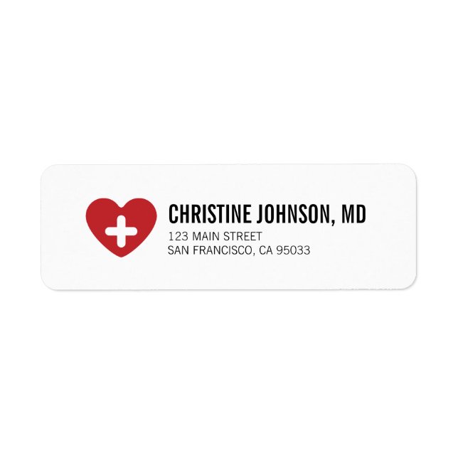 Étiquette Croix Médicale | Adresse de retour de l'infirmière (Devant)