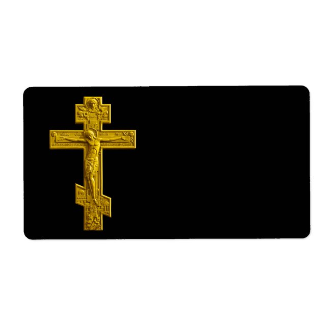 Étiquette Croix orthodoxe russe d'or (Devant)