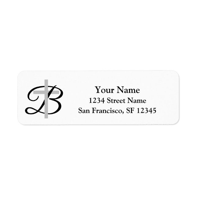 Étiquette Croix religieuse monogramme Retourner Adresse Étiq (Devant)