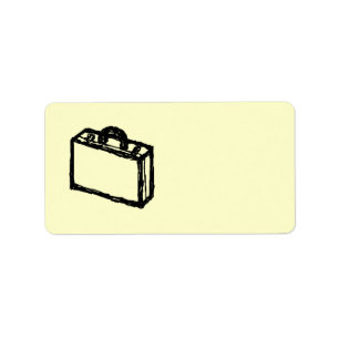 Étiquette Croquis coque. Noir et Crème. Valise, Porte-docume