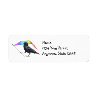 Étiquette Crow with Rainbow Flag Return Address Labels