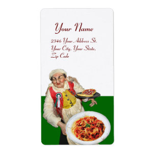 Étiquette CUISINE ITALIENNE rouge vert blanc