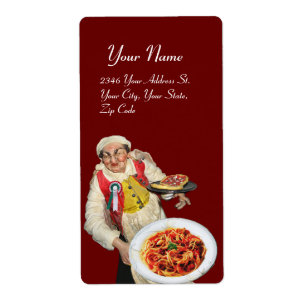 Étiquette CUISINE ITALIENNE rouge vert blanc