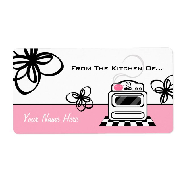Étiquette Cuisine Rose Rétro De La Cuisine De... (Devant)