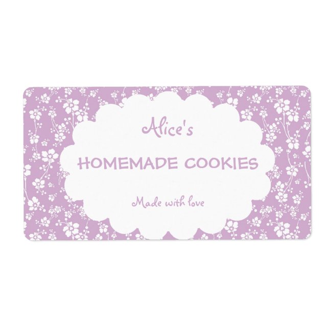 Étiquette Cuisinière Florale Purple Personnalisée (Devant)