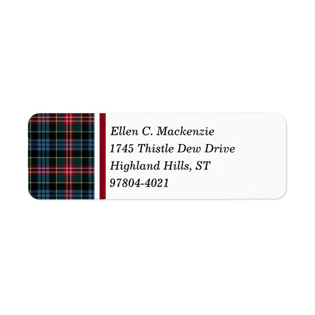 Étiquette Cumul Clan Rouge et Bleu Tartan écossais (Devant)