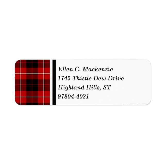Étiquette Cunningham Clan rouge et noir Tartan écossais (Devant)